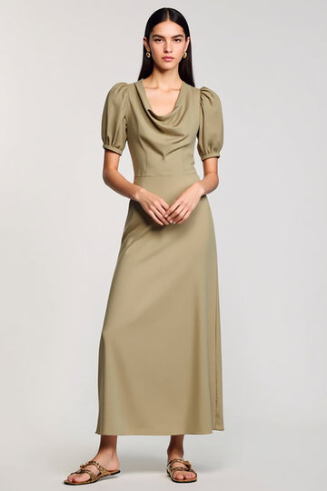 Col bénitier gaine Long Olive Robe
